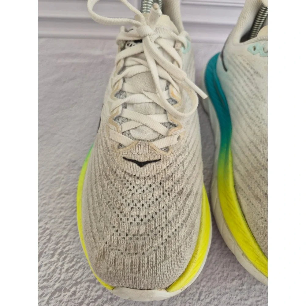 Hoka Mach 5 Womens Running Shoes Size 6.5 B White Blue Yellow Profly+ Sneakers
